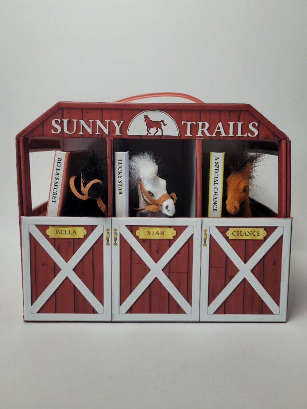 Sunny Trails Farms 3 Books & Play Horse Stable Barn Playset Western Equestrian